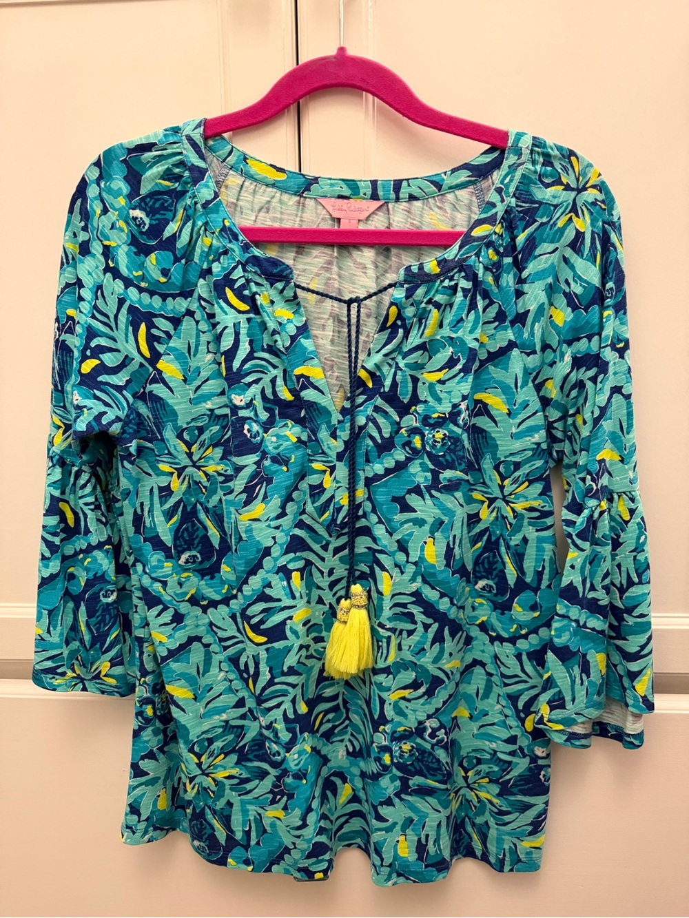 Women’s Turquoise Floral Tie-Front Top